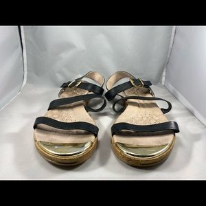 Black Strap Cork Sole Sandal